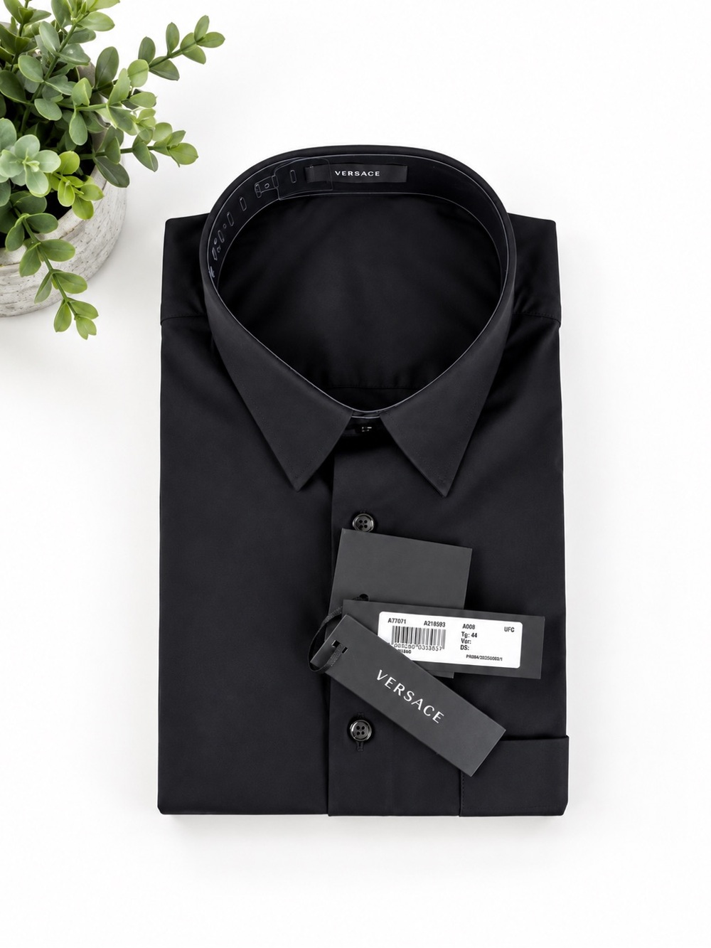 VERSACE - Men's Black Long Sleeve Button Up Dress Shirt NIB